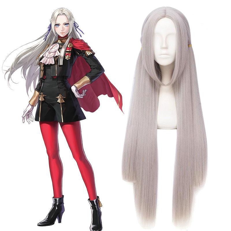 Fire Emblem Three Houses Edelgard Silver Grey Long Straight Cosplay Wig - 100cm Synthetic High Temp Fiber