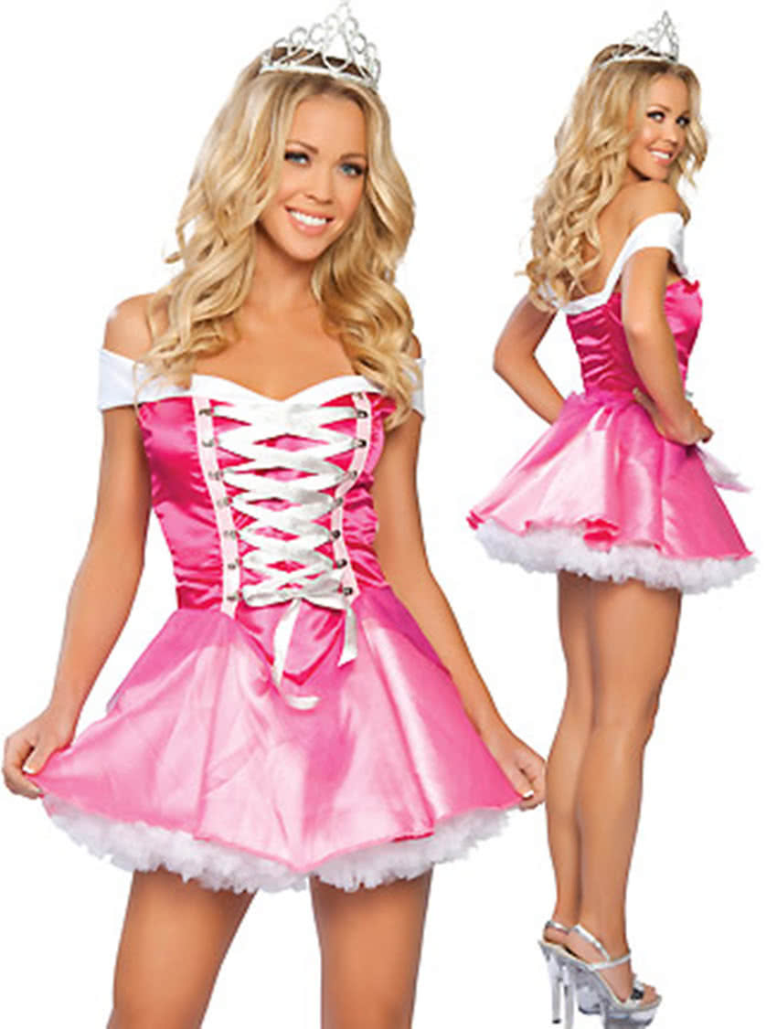 Pink French Maid Costume One-Piece Dress for Adult Cosplay Party Wear