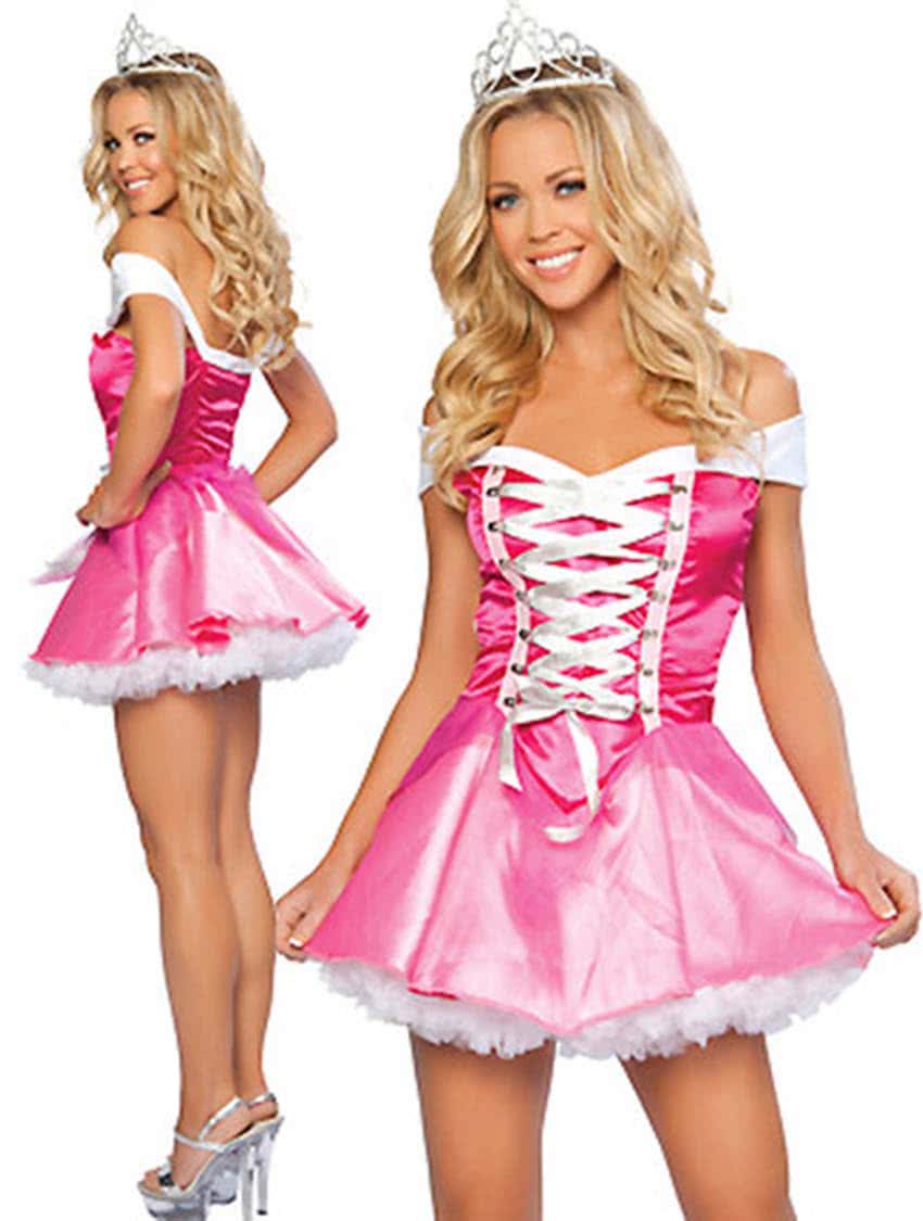 Pink French Maid Costume One-Piece Dress for Adult Cosplay Party Wear