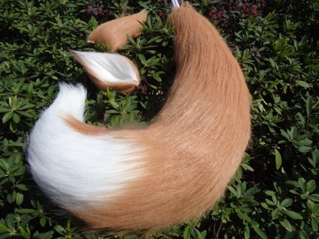 Light Brown White Plush Wolf Tail - Cosplay Animal Tail Prop