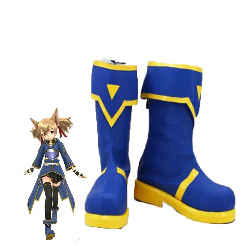 Sword Art Online II Keiko Ayano (Silica) Blue Cosplay Shoes Boots - Any Size Available