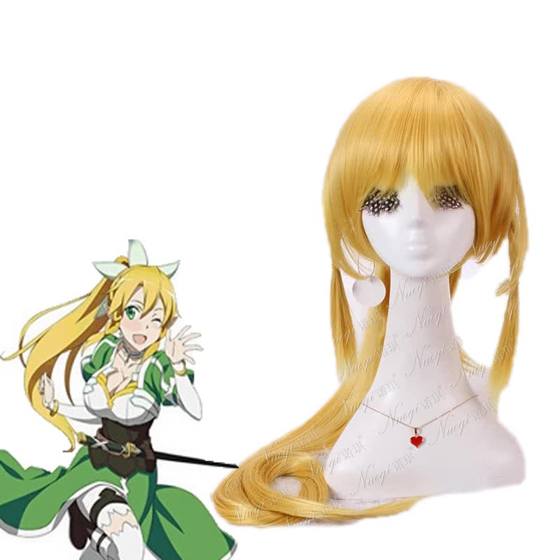 Sword Art Online ALO Long Golden Ponytail Cosplay Wig - 110cm Heat Resistant Fiber for Parties