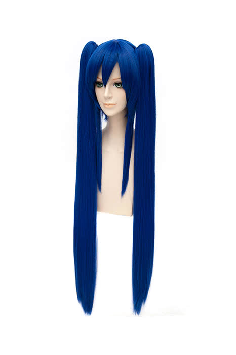 Fairy Tail Wendy Marvell Long Blue Bunches Straight Cosplay Wig - 100cm Heat Resistant Fiber