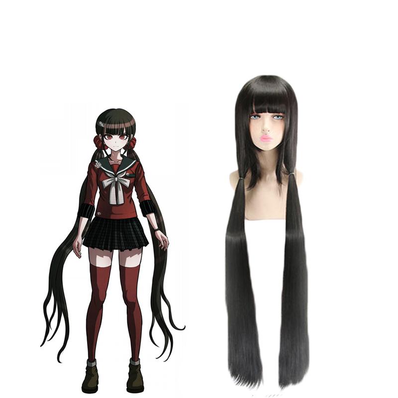 Danganronpa V3 Harukawa Maki Black Long Straight Cosplay Wig - 120cm Synthetic High Temp Fiber
