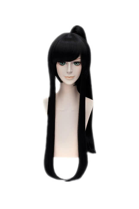D.Gray-man Yu Kanda Long Black Straight Cosplay Wig - 100cm Heat Resistant Fiber