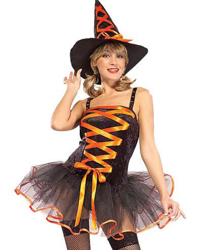 Women's Halloween Witch Costume - Two Bright Color Rope Bowknot Dress Set