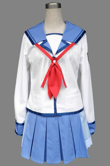 Angel Beats Yuri Nakamura Cosplay Costume - School Uniform with Hat & Stockings