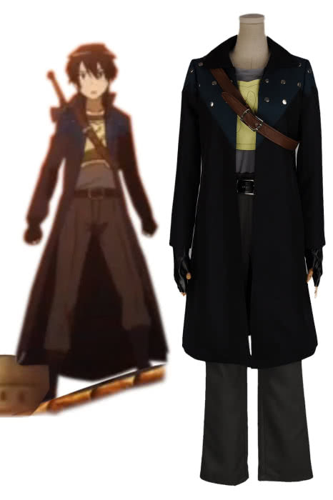 Sword Art Online Kirito Full Set Cosplay Costume - Coat Shirt Belt Pants Waistcoat Gloves