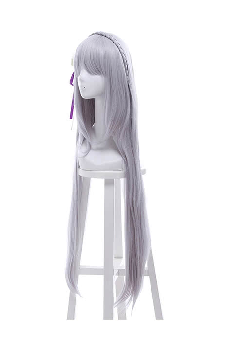 Re:ZERO -Starting Life in Another World Emilia Synthetic Anime Long Grey Cosplay Wigs