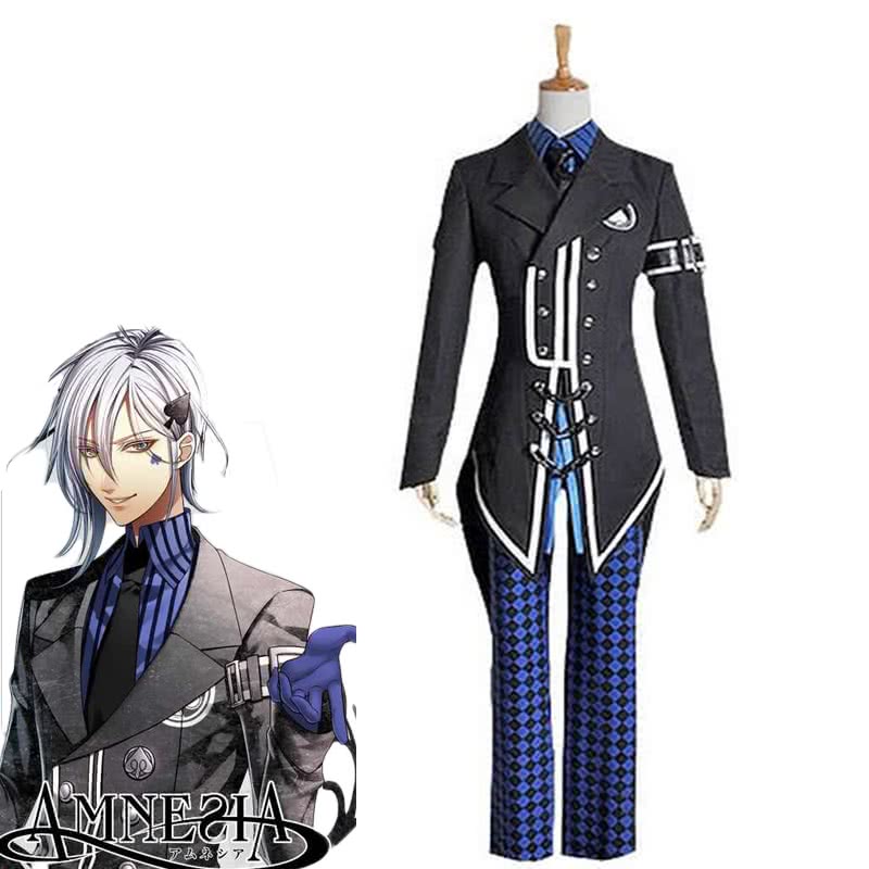 Amnesia Ikki Cosplay Costume - Blue Uniform Full Set with Gloves & Tie