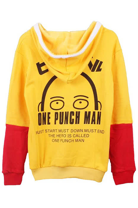 Saitama Yellow Zipper Hoodie Sweater Cosplay Costume - One Punch Man