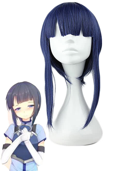 Sword Art Online Sachi Medium Blue Straight Cosplay Wig - 45cm Synthetic Hair