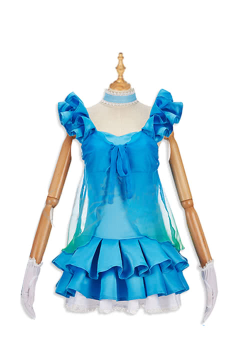High Quality Anime Costumes Rin Hoshizora Blue Cosplay Dress - Love Live Yume No Tobira