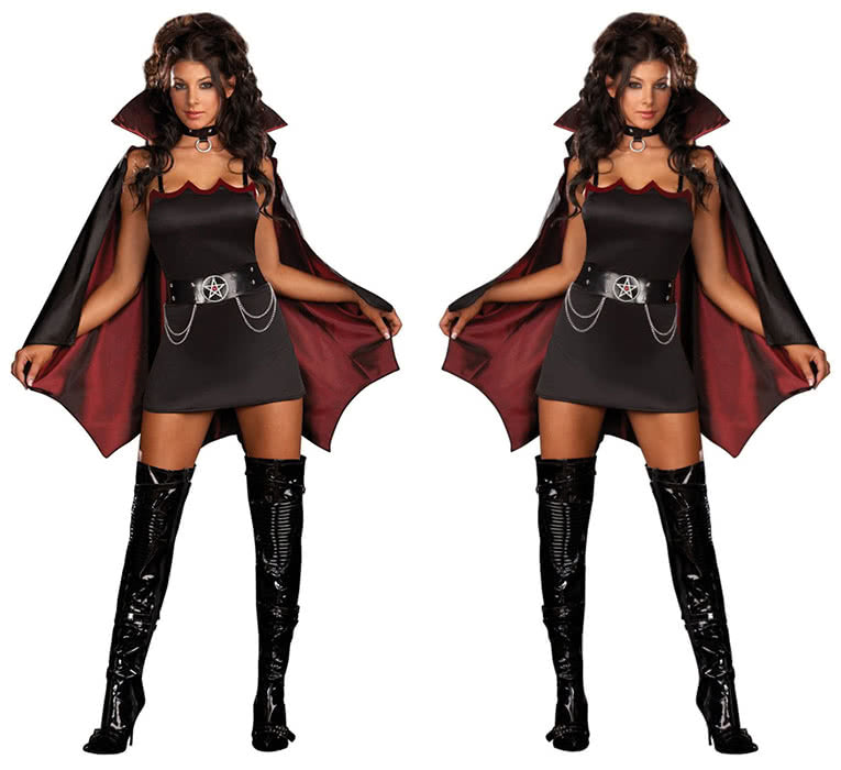 OROCOSPLAY Black Batgirl Halloween Costume - Wine Red Edge