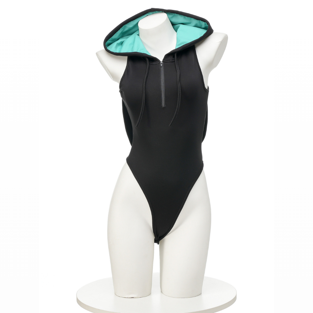 OROCOSPLAY Black & Mint Green Hooded Bunny Bodysuit - Cosplay