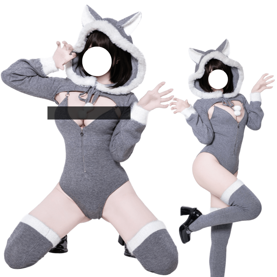 Rolecos Heather Grey Cat-Ear Hoodie - Sexy Cosplay Set