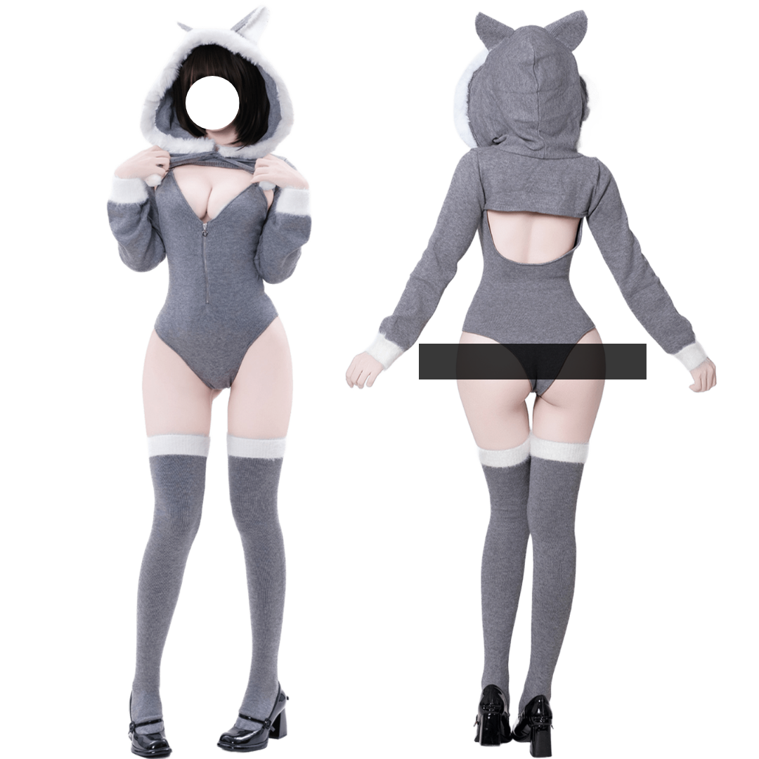 Rolecos Heather Grey Cat-Ear Hoodie - Sexy Cosplay Set