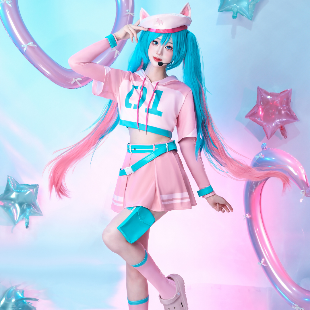 OROCOSPLAY Hatsune Miku Cosplay Costume Pink Skirt - Fortnite