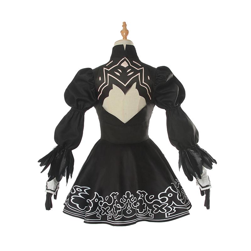Nier: Automata 2B Cosplay Costume - Black Dress Full Set with Eye Mask & Glove
