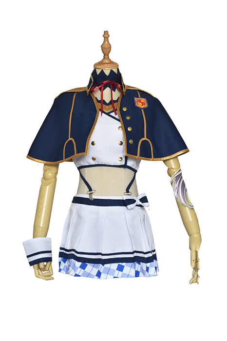 Akashic Records of Bastard Magic Instructor Sistine Fibel Blue Dress Cosplay Costume - Full Set with Cloak & Headwear
