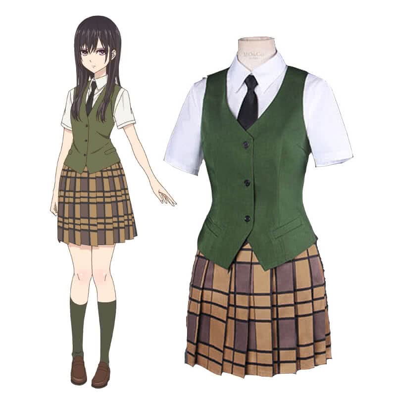 Citrus Mei Aihara Uniform Dress Cosplay Costume - Green Full Set