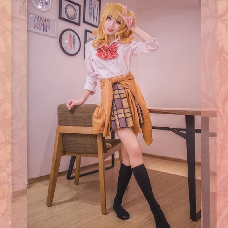 Citrus Yuzu Aihara Uniform Dress Cosplay Costume - Yellow Full Set