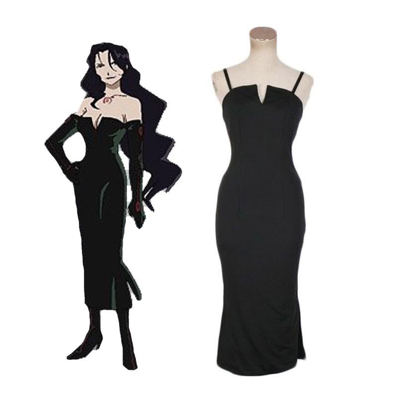Fullmetal Alchemist Lust Black Dress Cosplay Costume - Chiffon