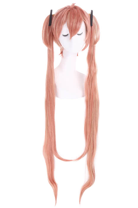 Black Bullet Aihara Enju Long Pink Straight Cosplay Wig - Main 30cm with 100cm Ponytail Heat Resistant Fiber