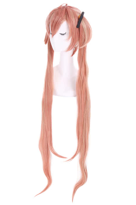 Black Bullet Aihara Enju Long Pink Straight Cosplay Wig - Main 30cm with 100cm Ponytail Heat Resistant Fiber