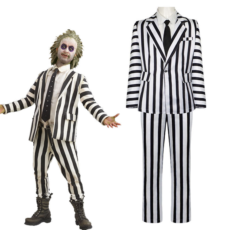 OROCOSPLAY Beetlejuice Striped Suit - Beetlejuice 2 Halloween Costume