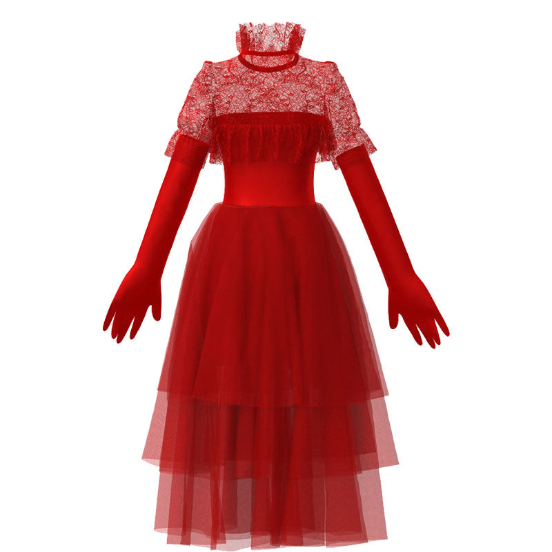 OROCOSPLAY Lydia Deetz Red Wedding Dress - Beetlejuice 2