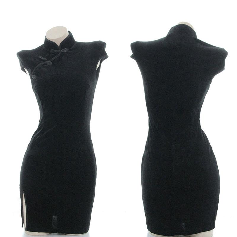 OROCOSPLAY Black Velvet Cheongsam Dress - Cosplay Costume