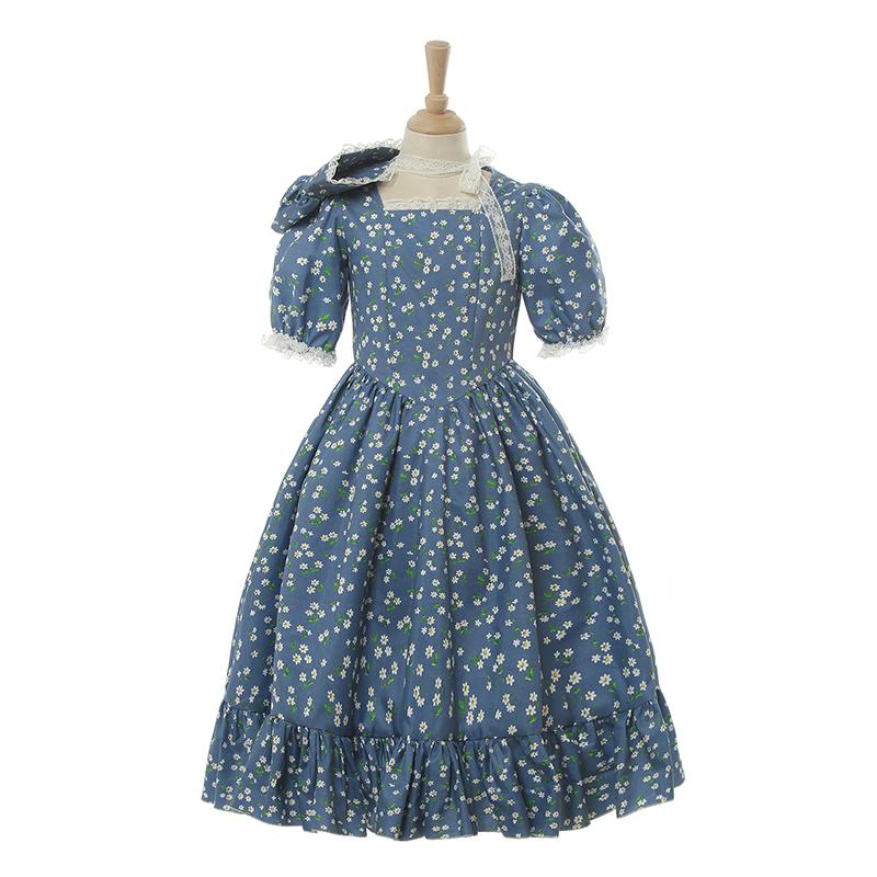 Women's Renaissance Victorian Floral Dress Set - With Hat Medieval Costume