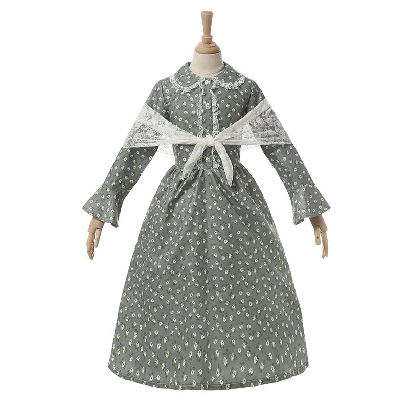 Women's Renaissance Victorian Floral Dress Set - With Shawl & Hat Medieval Costume