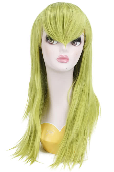 60cm Long Straight Green Cosplay Party Wig - Heat Resistant Fiber Capless