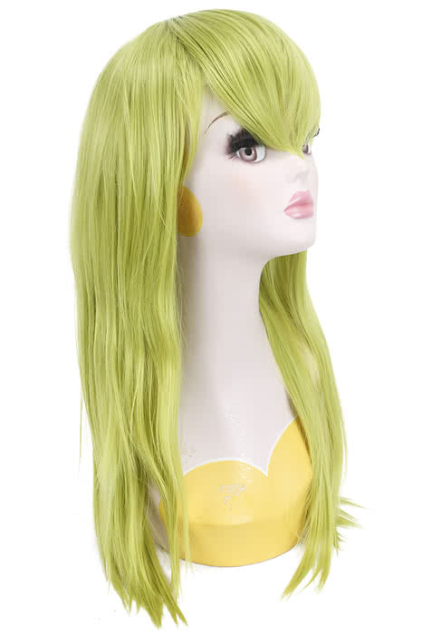 60cm Long Straight Green Cosplay Party Wig - Heat Resistant Fiber Capless