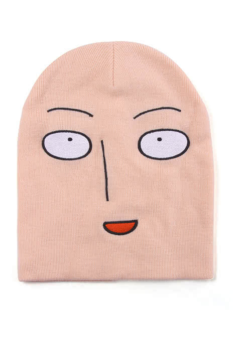 Saitama Beige Wool Cosplay Hat with Vacant Look - One Punch Man