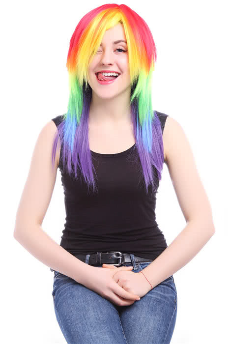 My Little Pony Friendship Is Magic Rainbow Straight Cosplay Wig - 50cm Synthetic High Temp Fiber