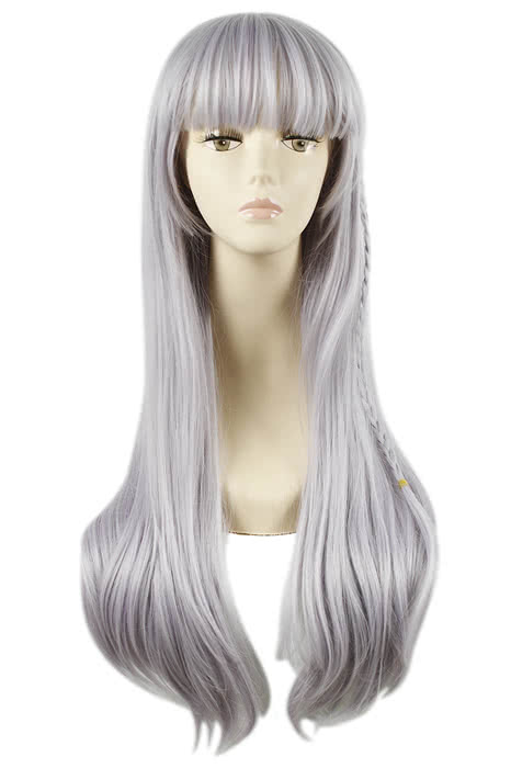 Danganronpa Kirigiri Kyoko Long Silver Blue Purple Cosplay Wig - 65cm Synthetic High Temp Fiber
