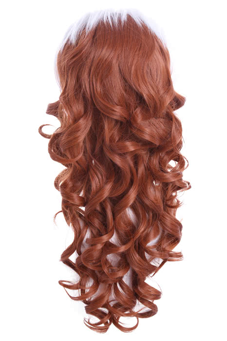 X-Men Rogue Long White Mixed Brown Curly Cosplay Wig - 60cm Synthetic High Temp Fiber