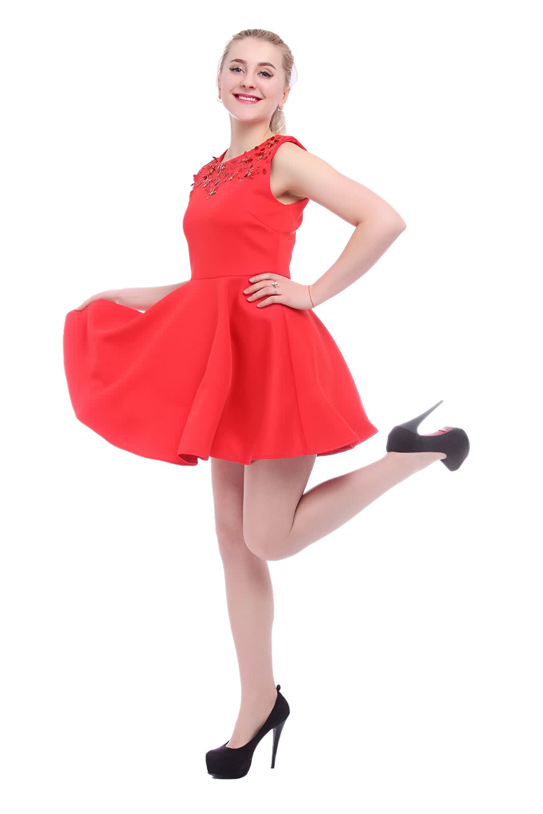Rolecos Sequined Mini Dress - Sleeveless Round Collar