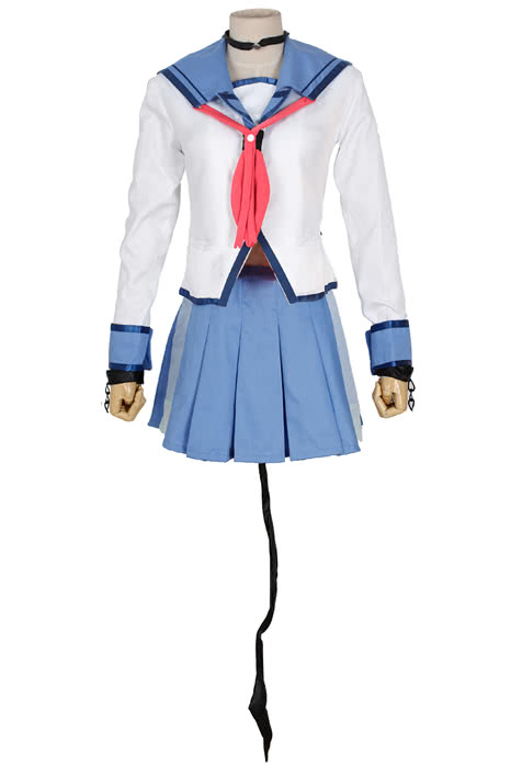 Angel Beats Yui Cosplay Costume - Blue Uniform Full Set