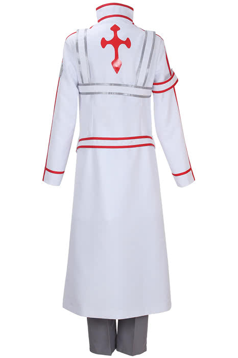 Sword Art Online Kirito Knights of the Blood White Uniform Cosplay Costume - Coat Belt Pants Gloves Top