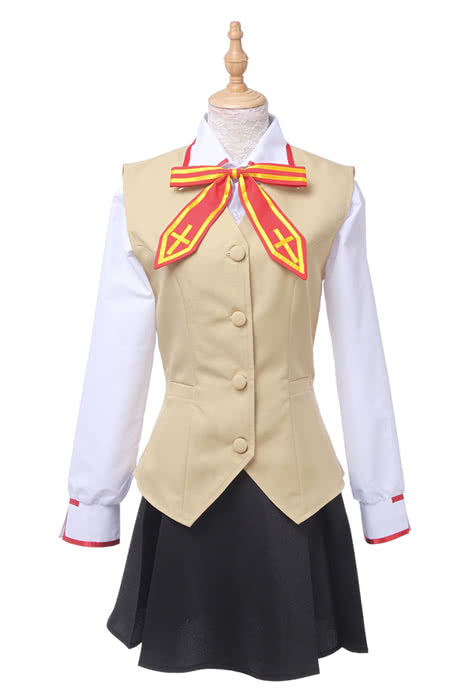 Fate Tohsaka Rin Cosplay Costume - Red Uniform Dress Full Set