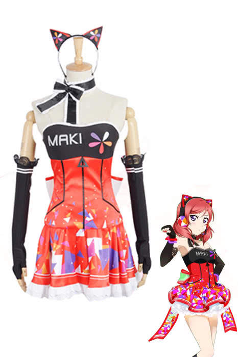 High Quality Anime Costumes Maki Nishikino Video Game Awaken Orange Dress - Love Live