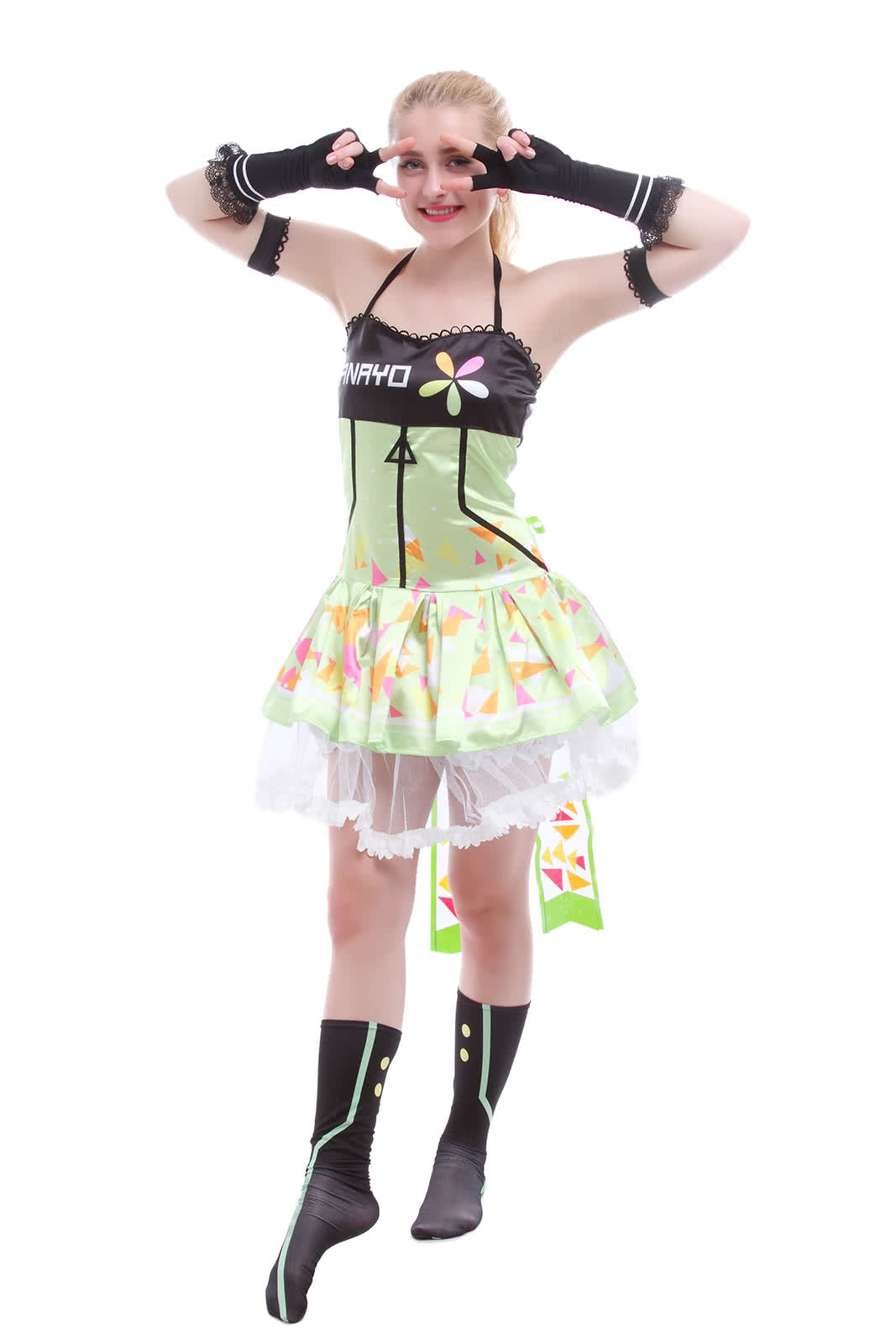 High Quality Anime Costumes Hanayo Koizumi Video Game Awaken Green Dress - Love Live