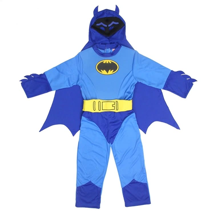 OROCOSPLAY Children's Batman Cosplay Costume - Blue Halloween Party Outfit with Cloak