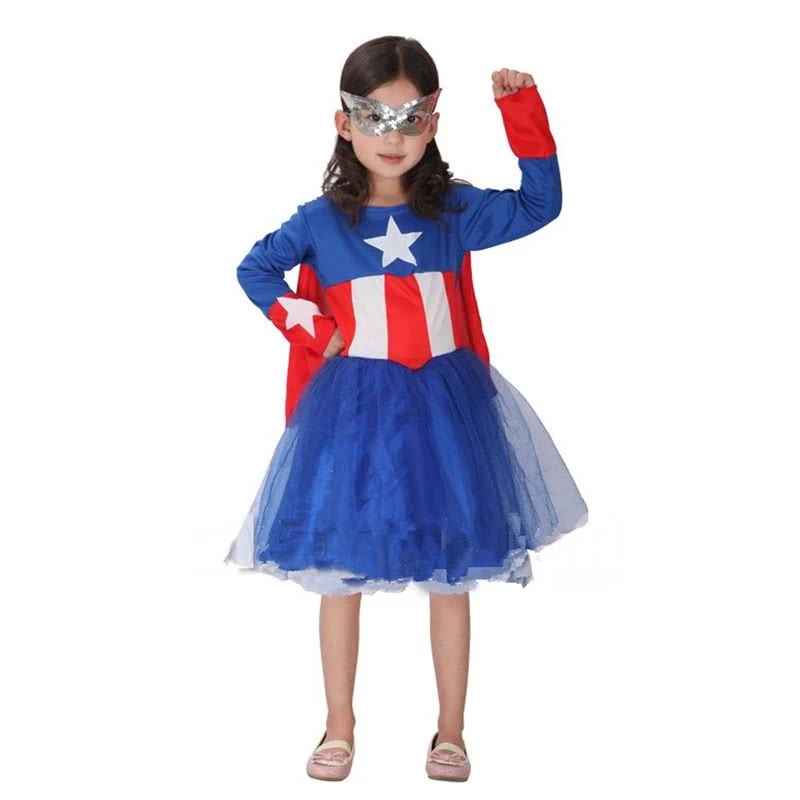 OROCOSPLAY Captain America Girl Halloween Costume - Kids Party Dress