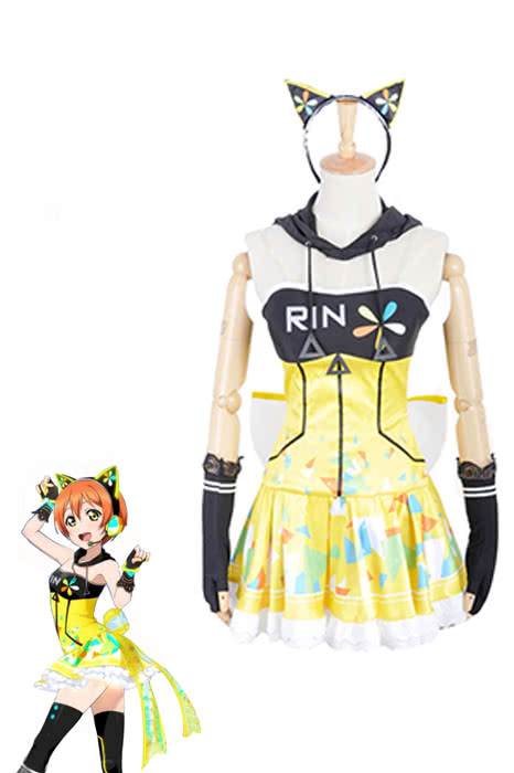 High Quality Anime Costumes Rin Hoshizora Video Game Awaken Yellow Dress - Love Live
