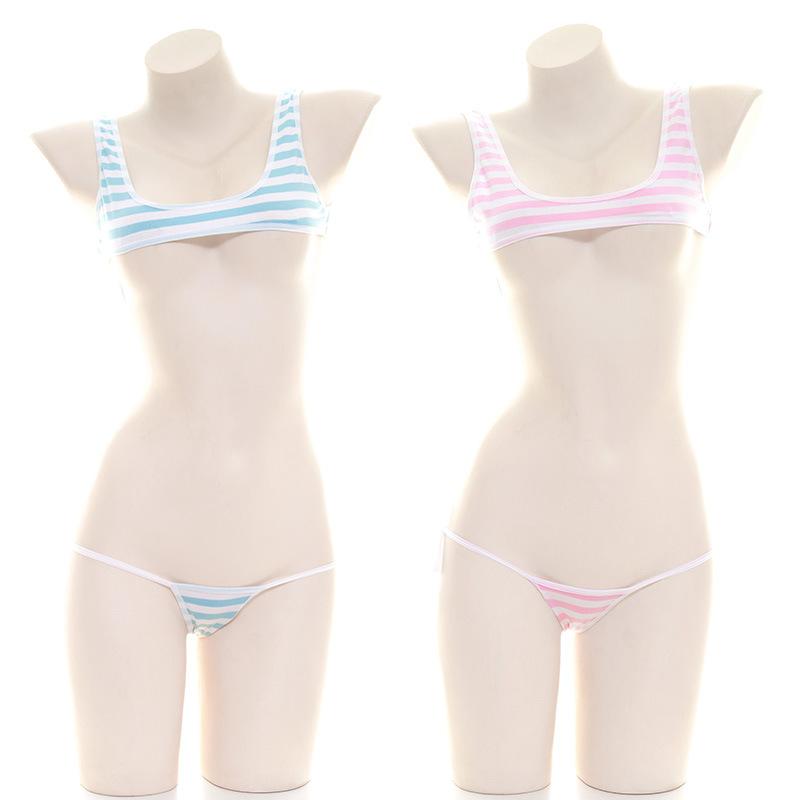 OROCOSPLAY Cute Striped Girly Underwear Set - Sexy Cosplay Costume